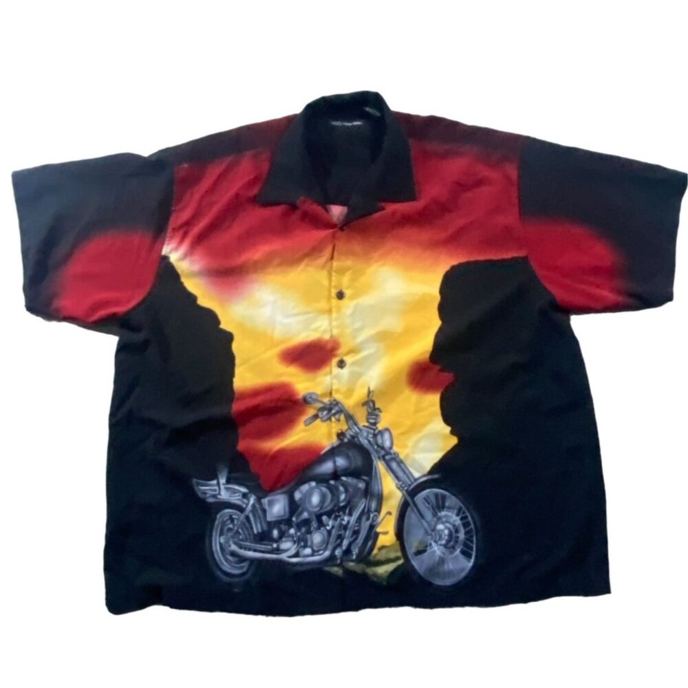 No Boundaries Mens Short Sleeve Button Front Motorcycle Shirt-Size 3XL